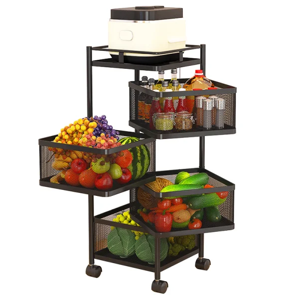 Metal 4 Layer Square Shape Kitchen Storage Rack