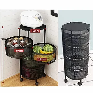 Metal 4 Layer Round Shape Kitchen Storage Rack