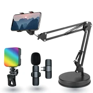 RGB Light with K8 Wireless Microphone and Video Stand for Mobile Video Recording in Bangladesh